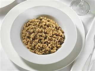 Mushroom Risotto From Above