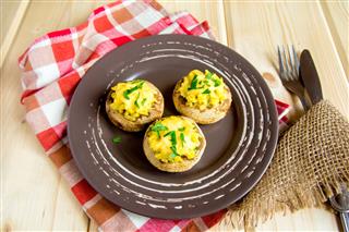 Mushrooms Stuffed With Vegetables And Cheese