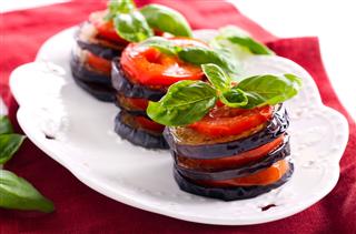 Roasted Aubergine And Tomato Stack