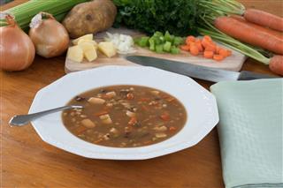 Vegetable Soup On Table