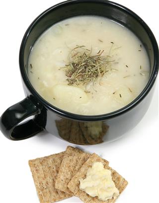 Herb Potato Soup And Crackers