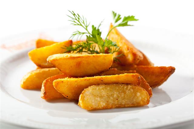 Roasted Potatoes Garnished With Parsley