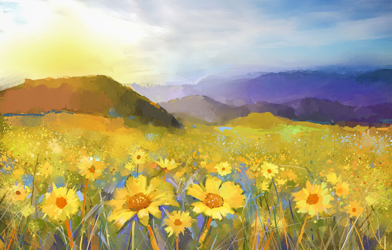 Beautiful Scenery Pictures Flowers Drawing ~ Painting Canvas Easy ...