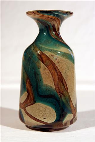 Glass Vase With Swirling Colors