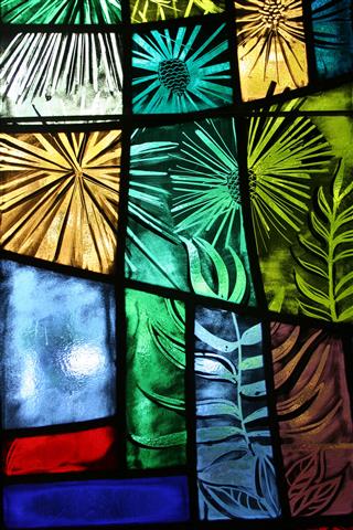 Stained Glass Windows In Various Colors
