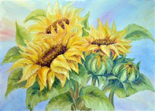 Sunflowers Oil Painting On Canvas