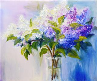 Lilacs In Vase Oil Painting