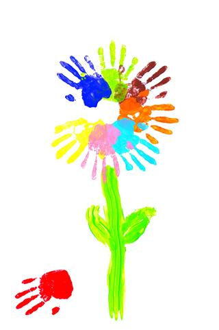 Multicolor Handprint Flower