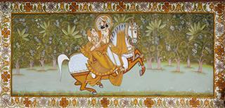 Indian Fresco Representing Maharaja Of Jodhpur