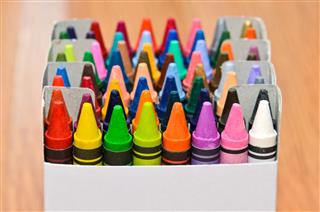 Collection Of Colorful Wax Crayons