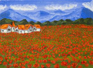 Meadow With Poppies Oil Painting