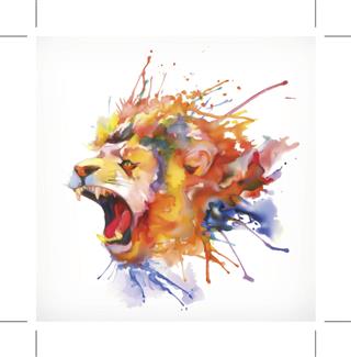 Watercolor Roaring Lion Painting
