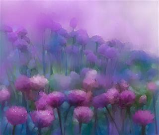 Purple Onion Flower Painting