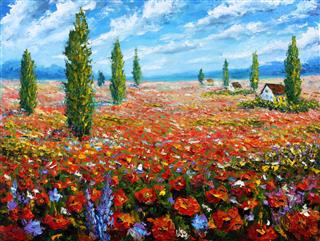 Flower Field Oil Painting