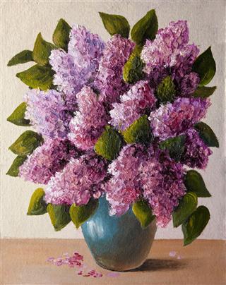 Oil Painting Of Lilacs