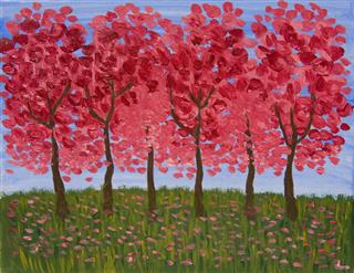 Crimson Garden Oil Painting