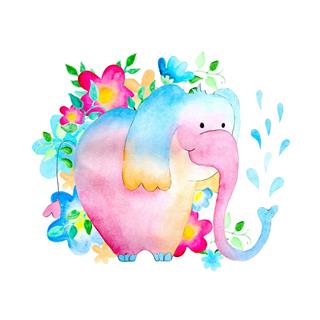 Elephant With Flowers Painting