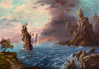 Mysterious Shores Oil Painting
