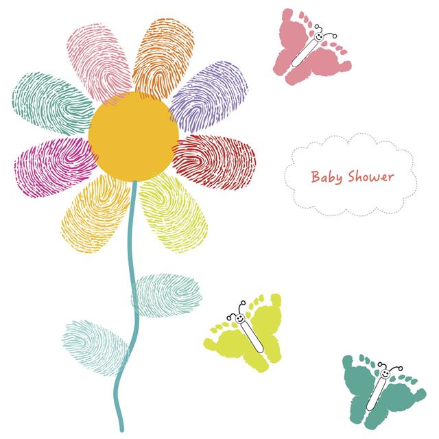 Finger Prints Flower And Butterfly Card