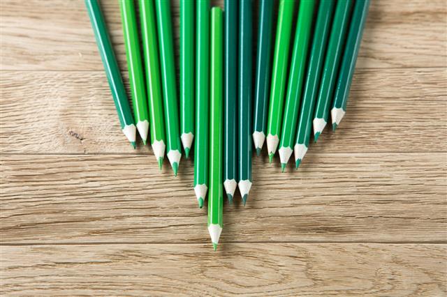 Close Up Of Green Pencils