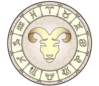 Zodiac sign aries in circle
