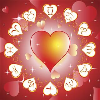 astrology signs in heart shapes