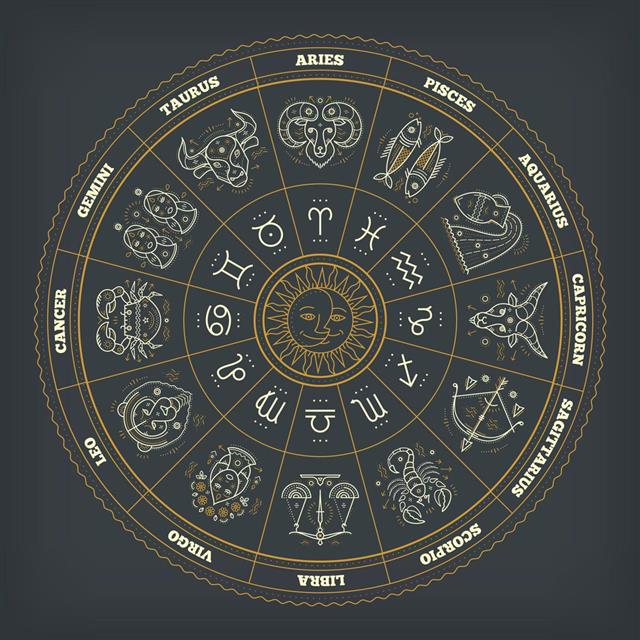 Zodiac circle with astrology symbols