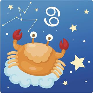 Crab and cancer zodiac sign