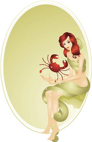 Girl with crab zodiac symbol