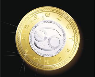 Coin of zodiac cancer sign
