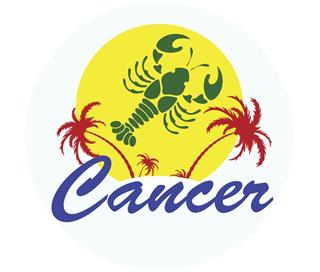 Cancer zodiac sign with palm trees