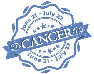 Cancer zodiac sign with blue label