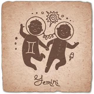 Gemini zodiac sign on vintage card