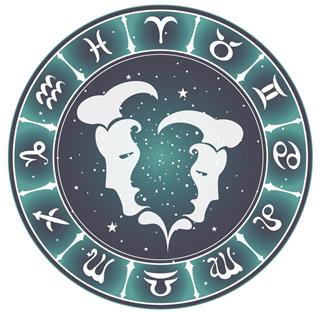 Gemini zodiac sign with horoscope circle