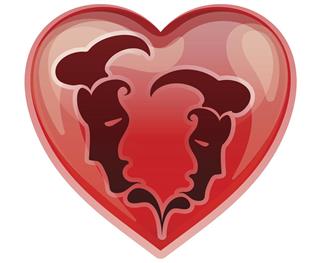 Zodiac sign gemini in heart shape