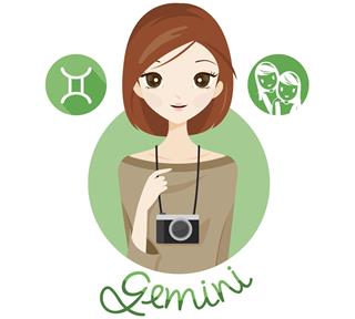 Woman with gemini zodiac sign