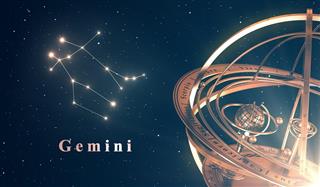Zodiac constellation gemini and sphere