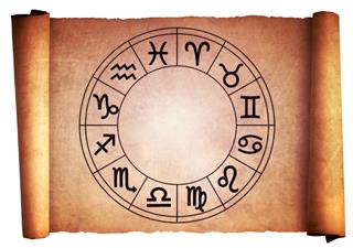 Horoscope circle on the old scroll