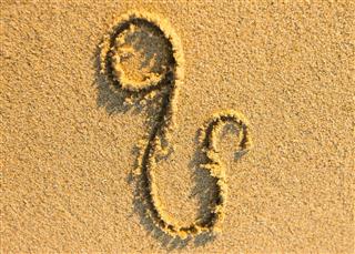 Zodiac sign leo on sand