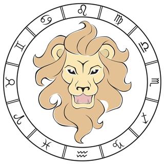 Leo zodiac sign with horoscope circle