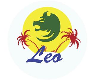 Zodiac sign leo with palm trees