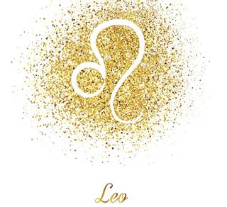 Zodiac leo on the gold sparkles