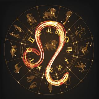 Zodiac leo sign with horoscope circle