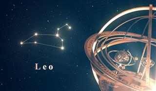 Zodiac constellation leo and armillary sphere