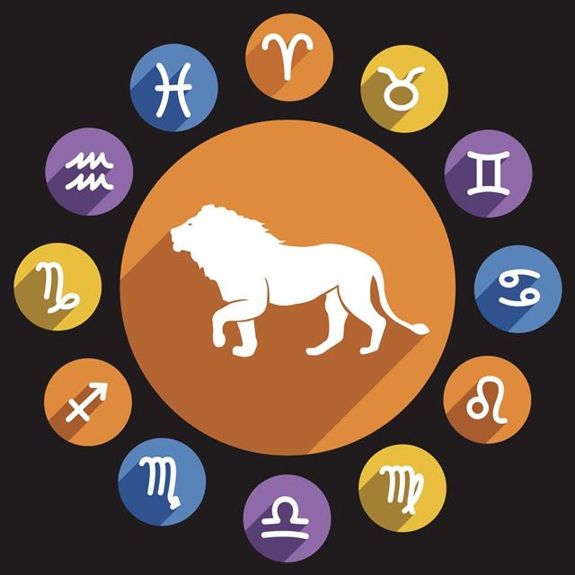 Zodiac leo sign with horoscope circle