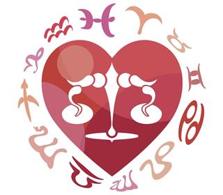 Libra zodiac sign in heart shape