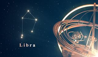 Zodiac Constellation Libra And Armillary Sphere