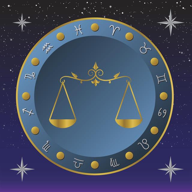 Libra zodiac sign with horoscope circle