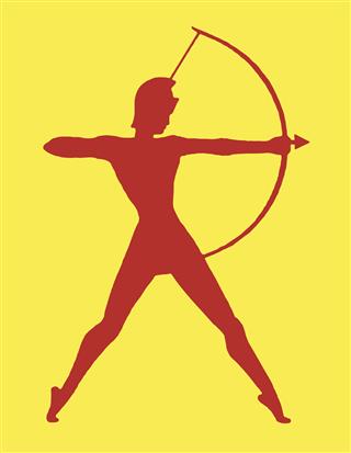 Silhouette Of Archer With Bow