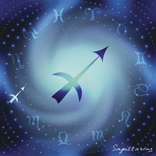 Space Spiral With Astrological Aquarius Symbol